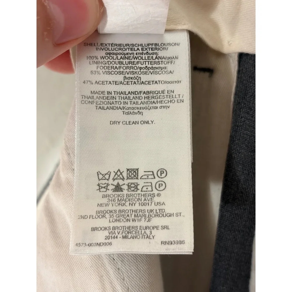 Brooks Brothers Madison Mens Gray Wool Dress Pants 40x32 Flat Front Trousers